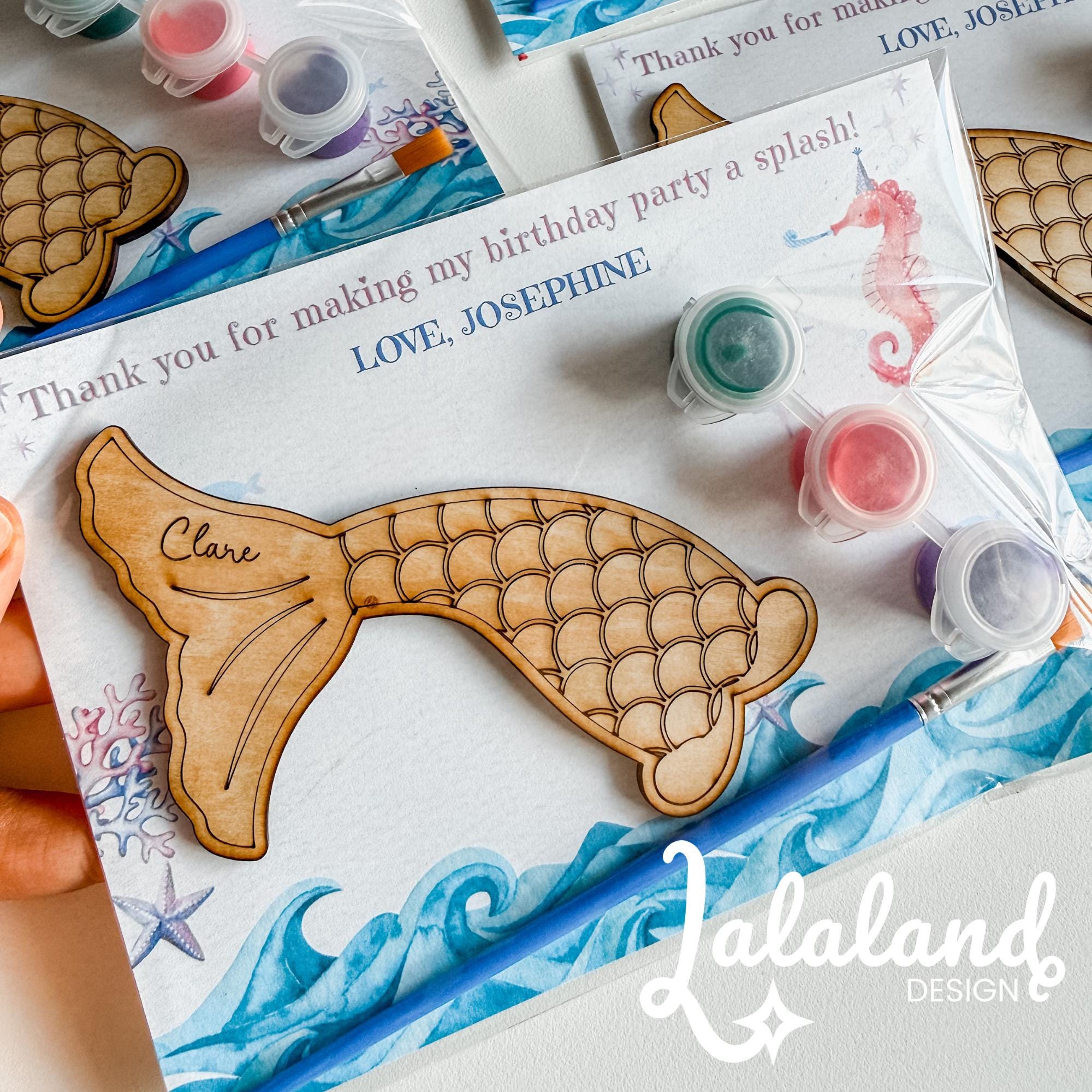 21 Mermaid Magic: Enchanting Craft Ideas for Kids 3 Personalized mermaid birthday party favors for girls Wooden mermaid…