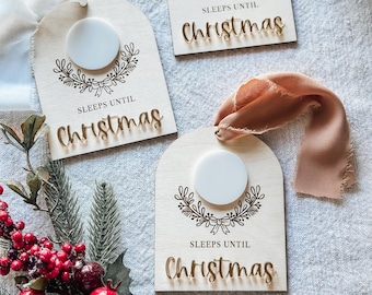 Wooden Christmas countdown sign sleeps until Christmas wood ornament countdown plaque holiday decor Minimalist Christmas Countdown tag