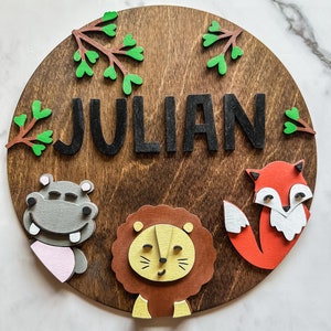 Safari Nursery name Sign Animal Wall Art Baby Room Name Sign Safari Name Sign for Nursery jungle Safari theme nursery decor Safari animals
