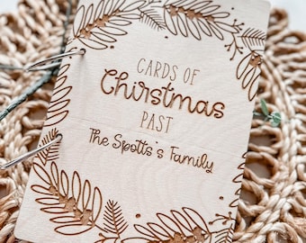 Personalized Christmas card past holder wooden Chrismtas card keepsake book holiday card storage card Family costume engrave christmas album