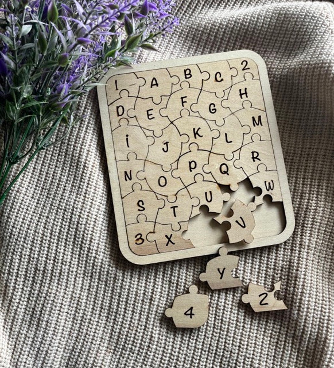 Wooden Alphabet Puzzle ABC Wooden Puzzle-montessori Games Educational Toy Jigsaw Alphabet Puzzle ...