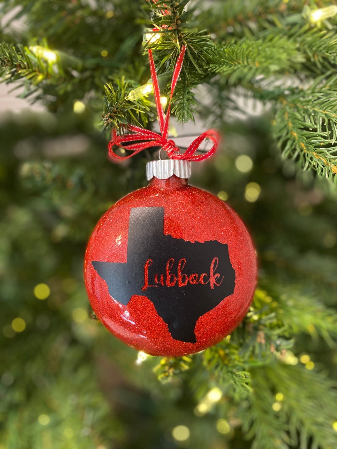 Lubbock Texas Glitter Disc Ornament Etsy