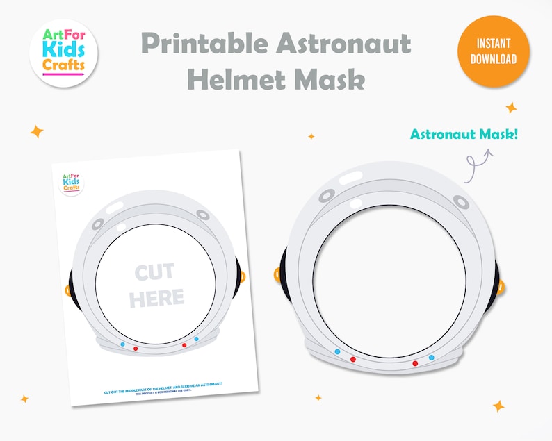 Astronaut Helmet Printable, Astronaut Mask, Outer Space Theme Party ...