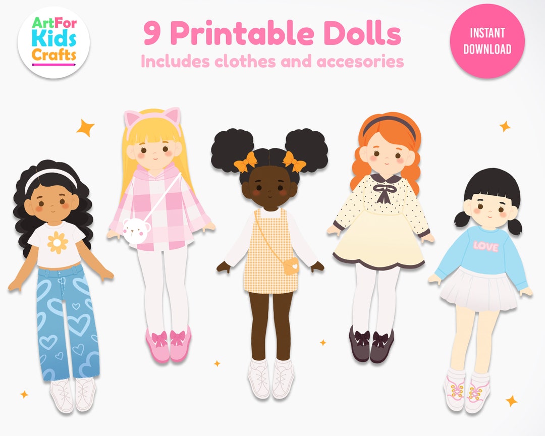 Paper Dolls Kit Printable Activity Homeschool Montessori Etsy