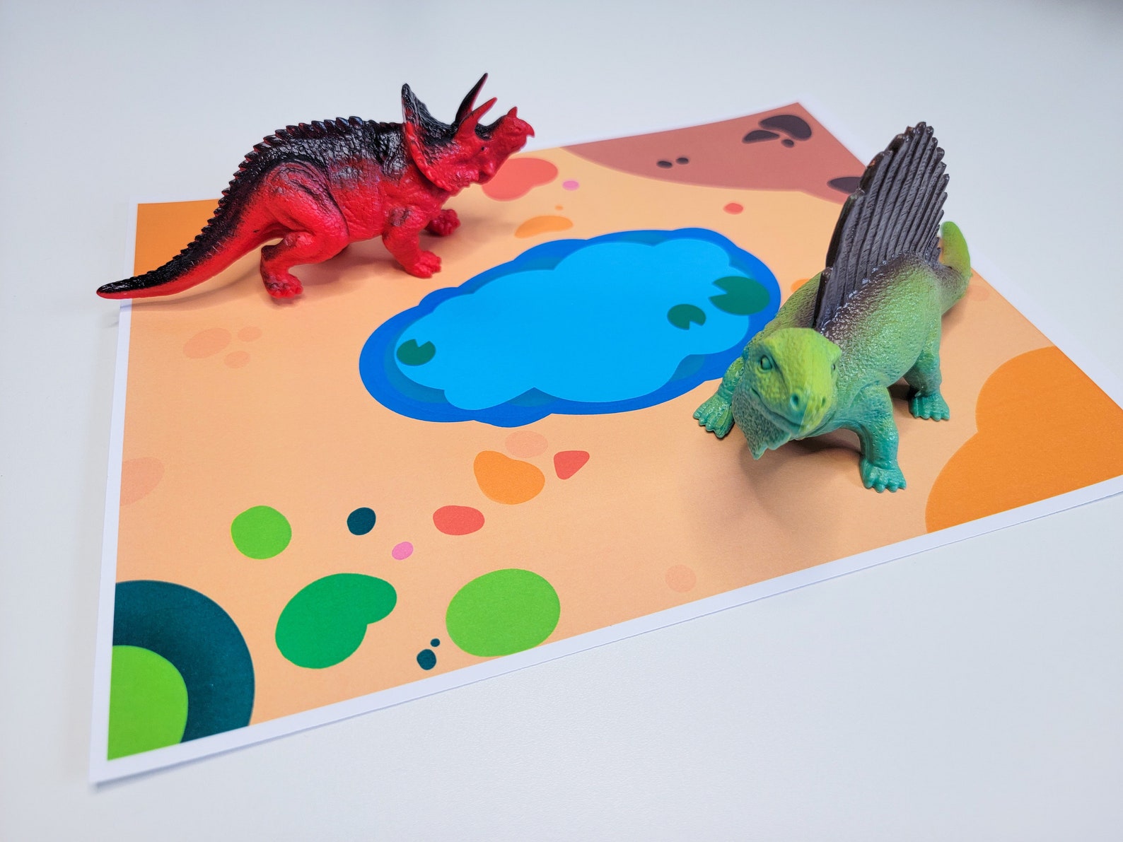 Dinosaur Play Mat Set Pretend Play Dino Kids Play Mat Etsy