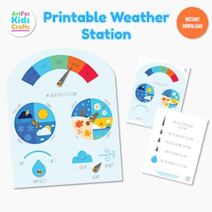 Station météo à imprimer, carte météo pour enfants, activités préscolaires, produits à imprimer pour enfants, produits à imprimer pour l'école à la maison, Montessori, téléchargement immédiat