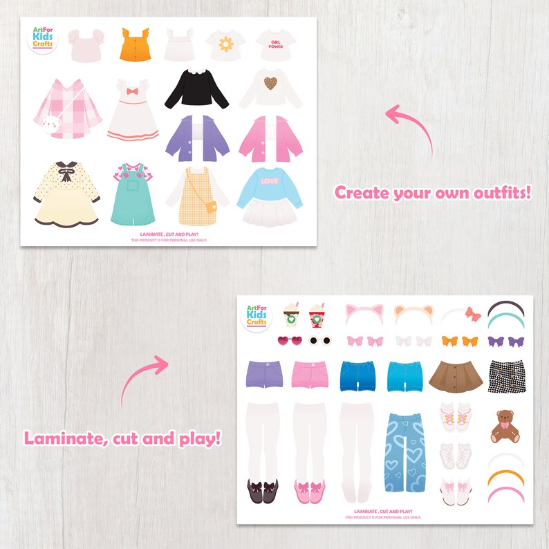 Printable Paper Dolls and Clothes Digital Paper Dolls Paper Etsy