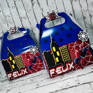 Spider-Man Party Favor Boxes, Spider-Man Favor Bags, Spider-man Gable Box, Spider Party Favors, Birthday Favors, Spiderman Party Gift Bag.
