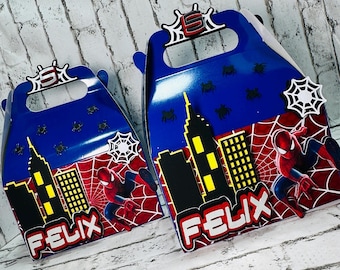 Spider-Man Party Favor Boxes, Spider-Man Favor Bags, Spider-man Gable Box, Spider Party Favors, Birthday Favors, Spiderman Party Gift Bag.