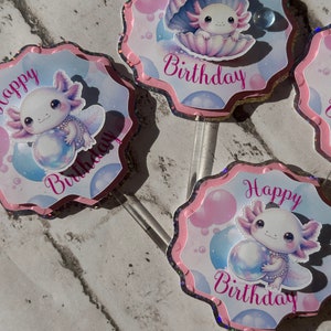 Axolotl Cupcake Topper, Axolotl Party Decorations, Axolotl Themed Party, Ocean Animal Theme, Salamander Topper, Axolotl Birthday, Ocean.