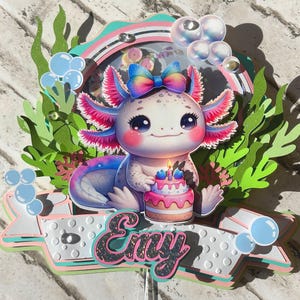 Axolotl cake topper, Axolotl party decorations, Axolotl themed party, ocean themed party, Axolotl party, axolotl cake topper.