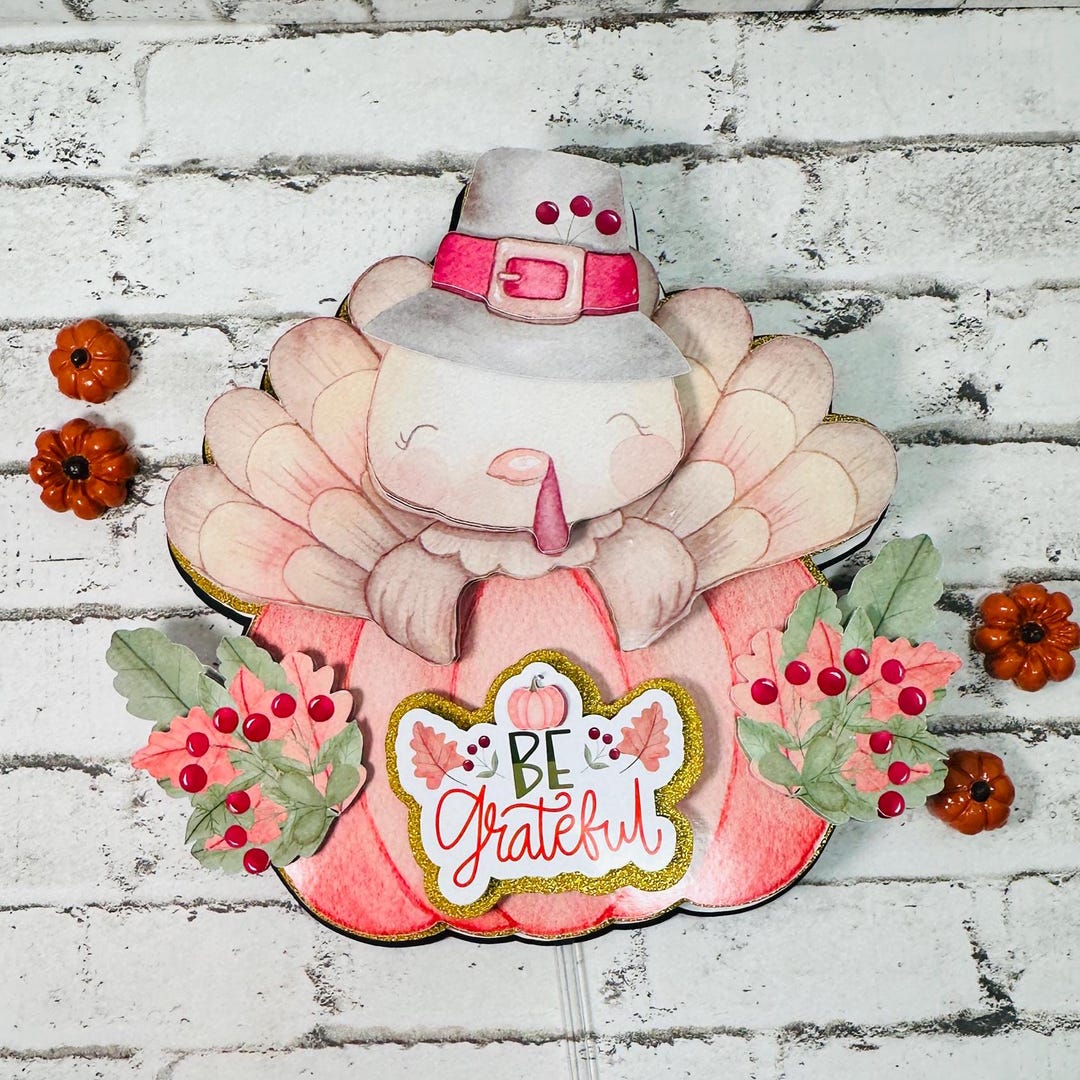 Thanksgiving Ramo Toppers Thanksgiving Cake Topper, Thankful Cake Decor, Turkey Topper ...