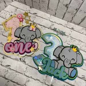 Elephant Cake Topper, Baby Shower, Birthday, 1st 2nd 3rd Birthday, Cake Decoration, Children&#39;s Party Decorations, Elephant.