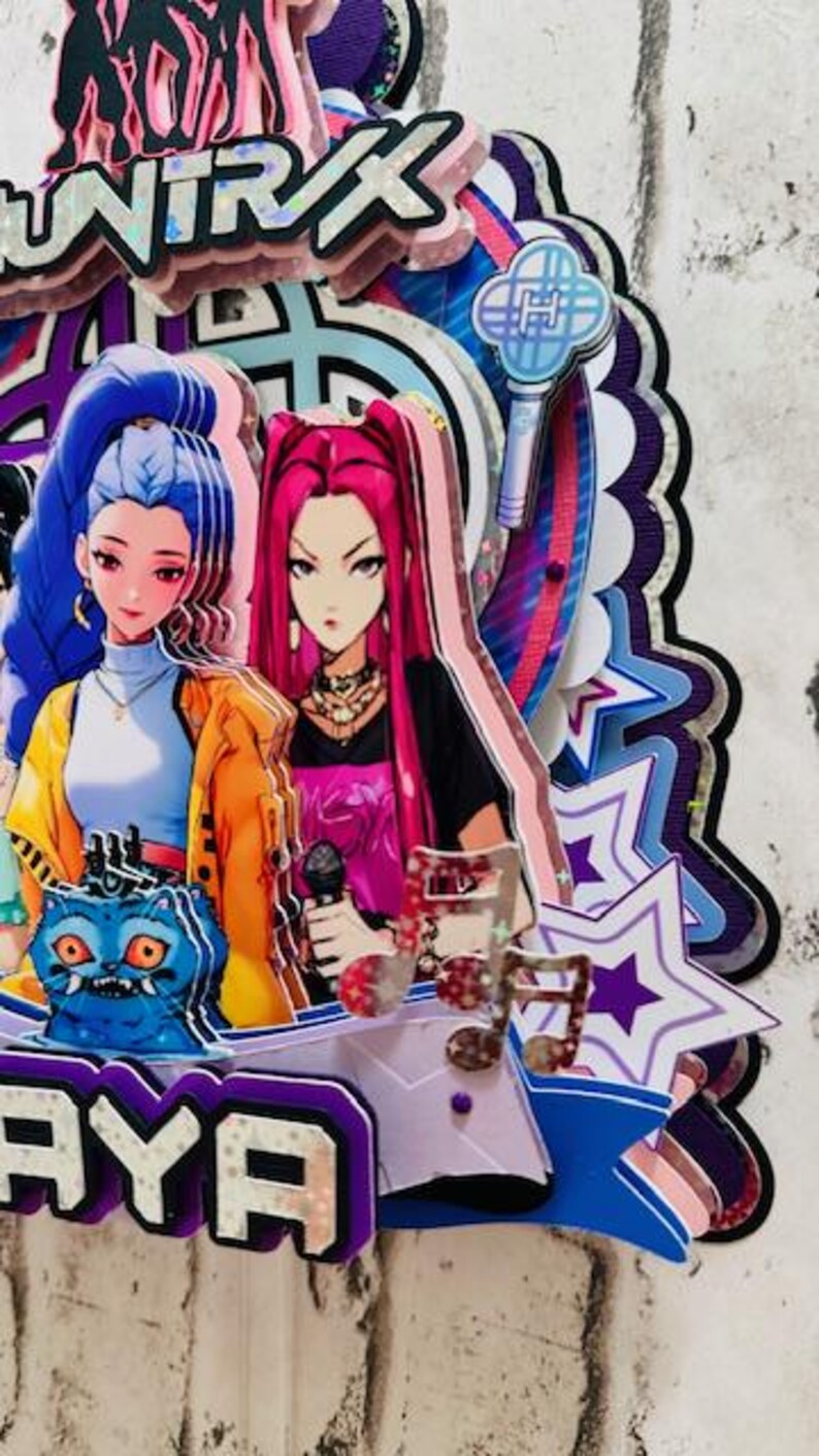 Huntrix Cake Topper, Huntrix K Pop Party Decor, K Pop Demon Hunters ...