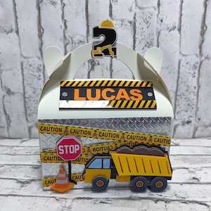 Construction Party Favor Boxes, Construction Favor Bags, Construction Gable Box, Construction Party Favors, Construction Birthday Favors