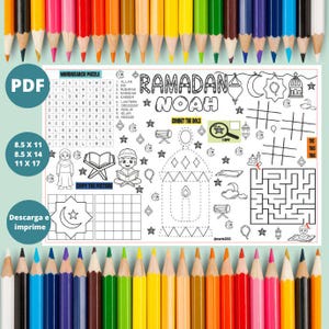 Tovaglietta personalizzata stampabile per il Ramadan: attività per bambini, decorazioni per l'Iftar, decorazioni per il Ramadan, attività per bambini per il Ramadan, attività personalizzate per il Ramadan