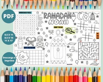 Personalized Printable Ramadan Placemat: Kids' Activity, Iftar Decor, Ramadan Decorations, Ramadan Kids Activity, Custom Ramadan Activity