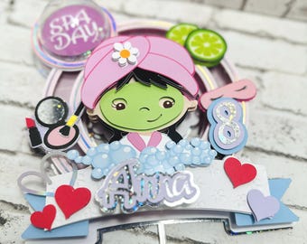 Spa Birthday Party Cake Topper, Spa cake topper, Spa Party, Girls Spa Theme, Girls spa, Girls Pamper Party, Slumber Party Topper, Party