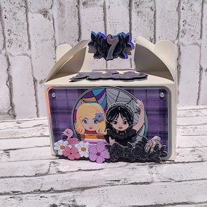 Merlina and Enid Goodie Bag, Wednesday and Enid favor box, Merlina Themed Birthday, Goodie box, Wednesday Candy Box, Merlina goodie box.