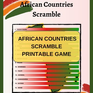 African Countries Scramble | African Printable Game | African American Bridal Shower Games | Party Games | African Party | Game Night