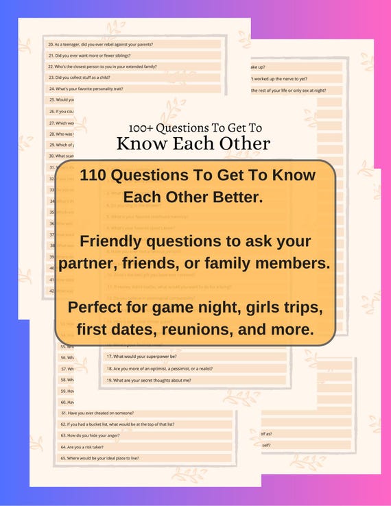 110 domande per conoscersi meglio Domande amichevoli per coppie