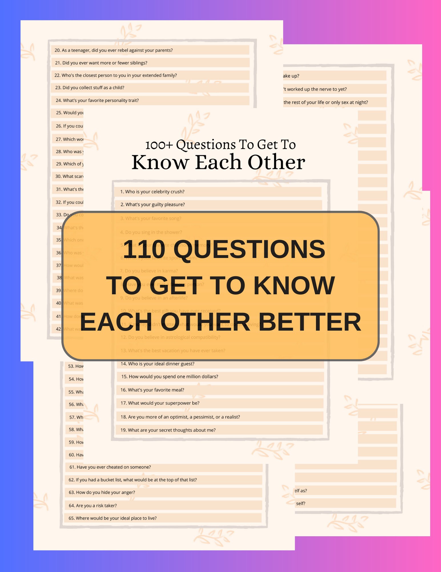 110 Questions to Get to Know Each Other Better | Friendly Questions for ...