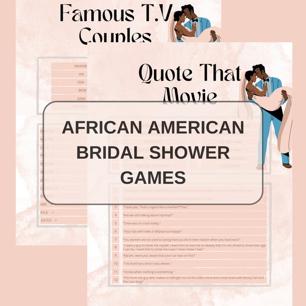 African American Bridal Shower Games | Quote That Movie | Famous TV Couples | Digital Wedding Games | Black Love Movies | Party Games