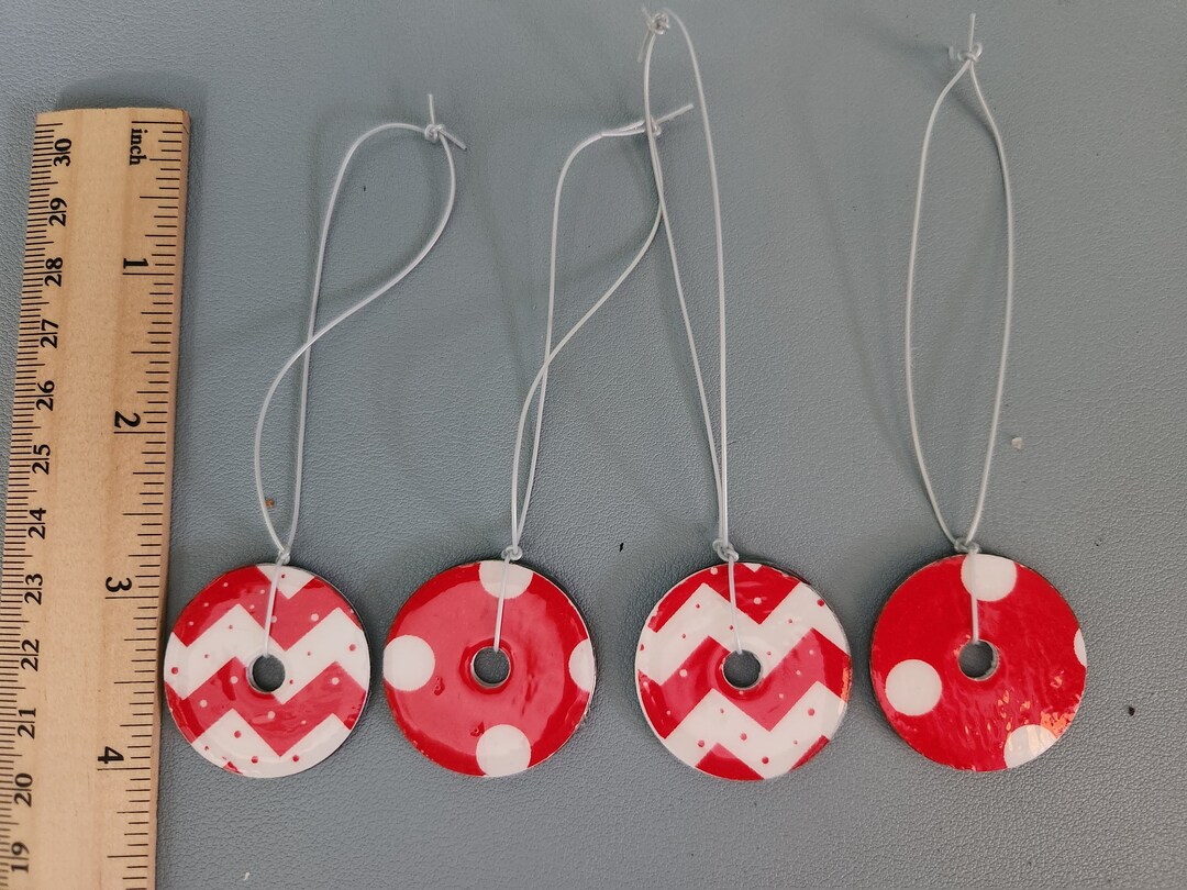 Small Red & White Christmas Ornaments Set of 4 Etsy
