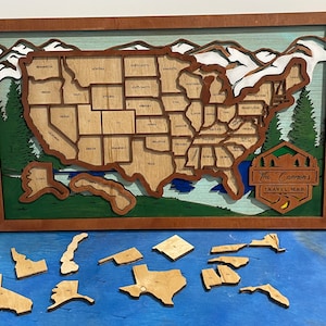 Personalized US Travel Map, US Map Wood Sign, Custom Wood Travel Map, Travel Tracker Map, Gift for Travelers