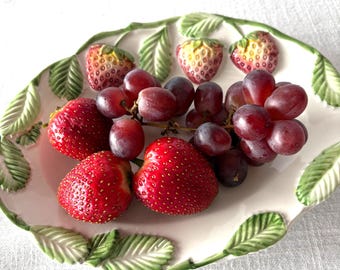 Vintage Italian Strawberry Serving Platter San Marco Majolica Fruit Plate