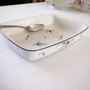 Villeroy & Boch Vieux Luxembourg Small Baking Dish | Porcelain Blue White Floral Rectangular | Rare Size