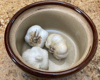 Pot de préparation et de rangement en grès de cuisine vintage anglais rustique brun émaillé goutte à goutte