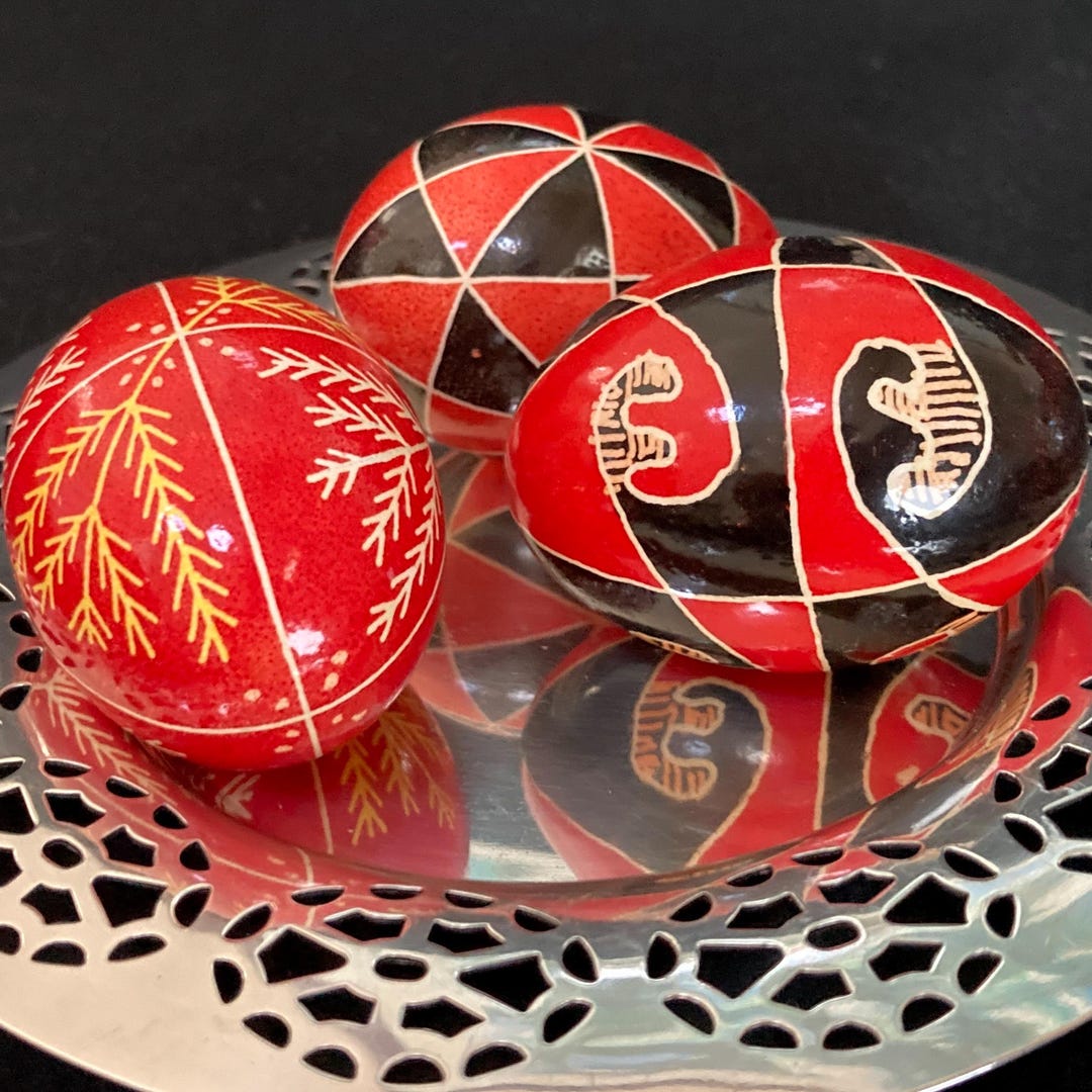 Vintage Ukrainian Pysanky Eggs Set of 3 – Hand Decorated Easter Eggs ...