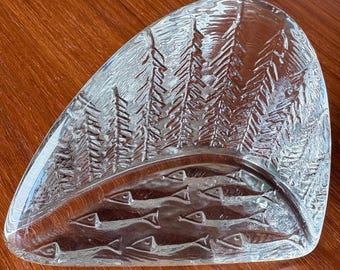 Iittala Finland Latusatu Glass Paperweight Forest Trees Fish Scandinavian Art Glass