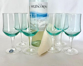 Ensemble de 6 verres à vin vintage Sasaki Harmony Aqua - Verres à apéritif vert sarcelle