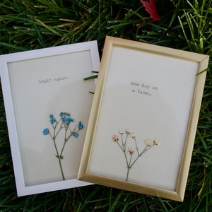 Pressed Flowers in Frame with Typewriter Words | Dried Flowers | Custom Gift | Personalized Gift | Encouragement | Flowers | Typewriter