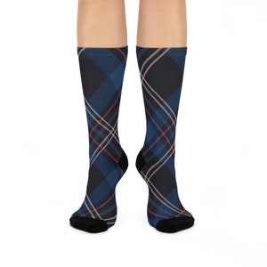 Blue Plaid DTG Crew Socks