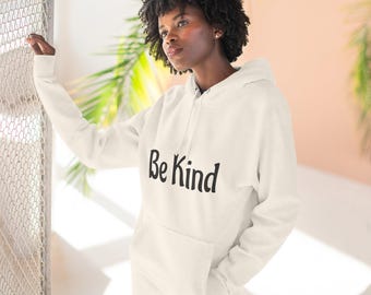 Be Kind - Minimalist Striped Fleece Hoodie