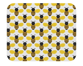 Bee Illustration Mouse Pad | Cute Honeybee Desk Mat