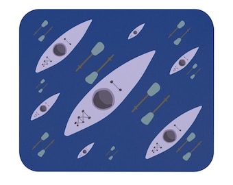 Kayak Pattern Mouse Pad | Blue Canoe Paddles Desk Mat