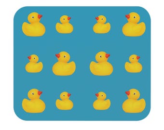 Rubber Duck Mouse Pad | Cheerful Desk Mat, Blue Background