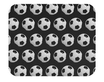 Soccer Balls on Black Background Mouse Pad | Rectangle