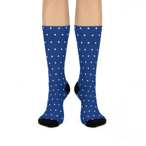 Blue White Polka Dots DTG Crew Socks | Socks for Men and Women