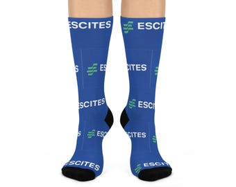 ESCITES Logo Pattern Crew Socks | Blue Branded Athletic Cushioned Socks