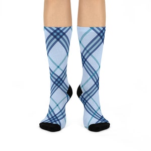 Blue Plaid DTG Crew Socks | Socks for Men and Women