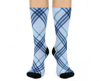 Blue Plaid DTG Crew Socks | Socks for Men and Women
