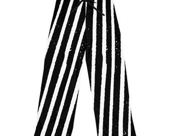 Pantaloni pigiama da donna a righe bianche/nere (AOP)
