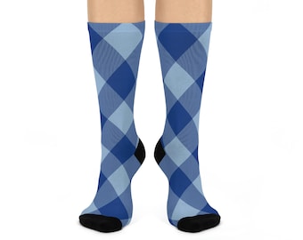 Blue Checker DTG Crew Socks | Socks for Men and Women