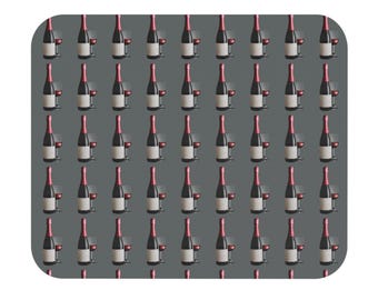 Red Wine Bottle Pattern Mouse Pad | Wine Glass Desktop Mat