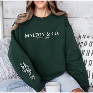 Sudadera Malfoy Draco Crewneck Sudadera mágica Bookish Jersey Manor Suéter Camisa Green House HP Potter Ropa Wizard Merch Fandom Regalo Forest Green